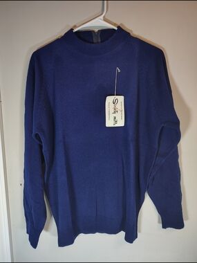 Vtg NWT Society Mills Blue Sweater NOS Distinctive Sportswear Unisex Sz 44